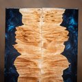 Maple Burl and Resin Knife Scales - Book Matched - Stabilized - burl-65