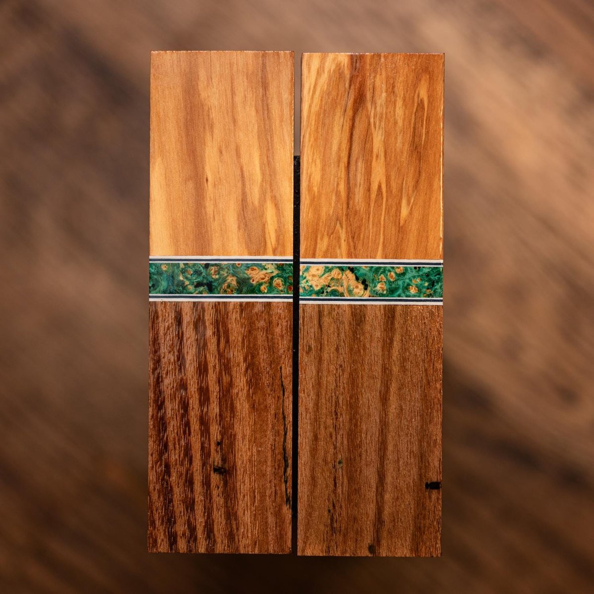 Olive Wood, Amboyna Burl, and Black Locust Combination Knife Scales - s-158