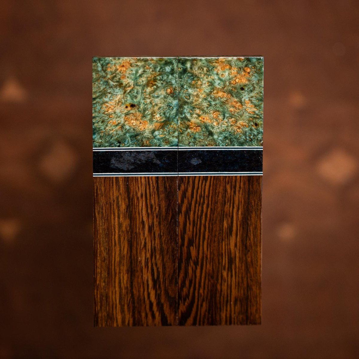 Amboyna BURL, Spalted Guava, and Wenge Combination Knife Scales - Segmented - s-205