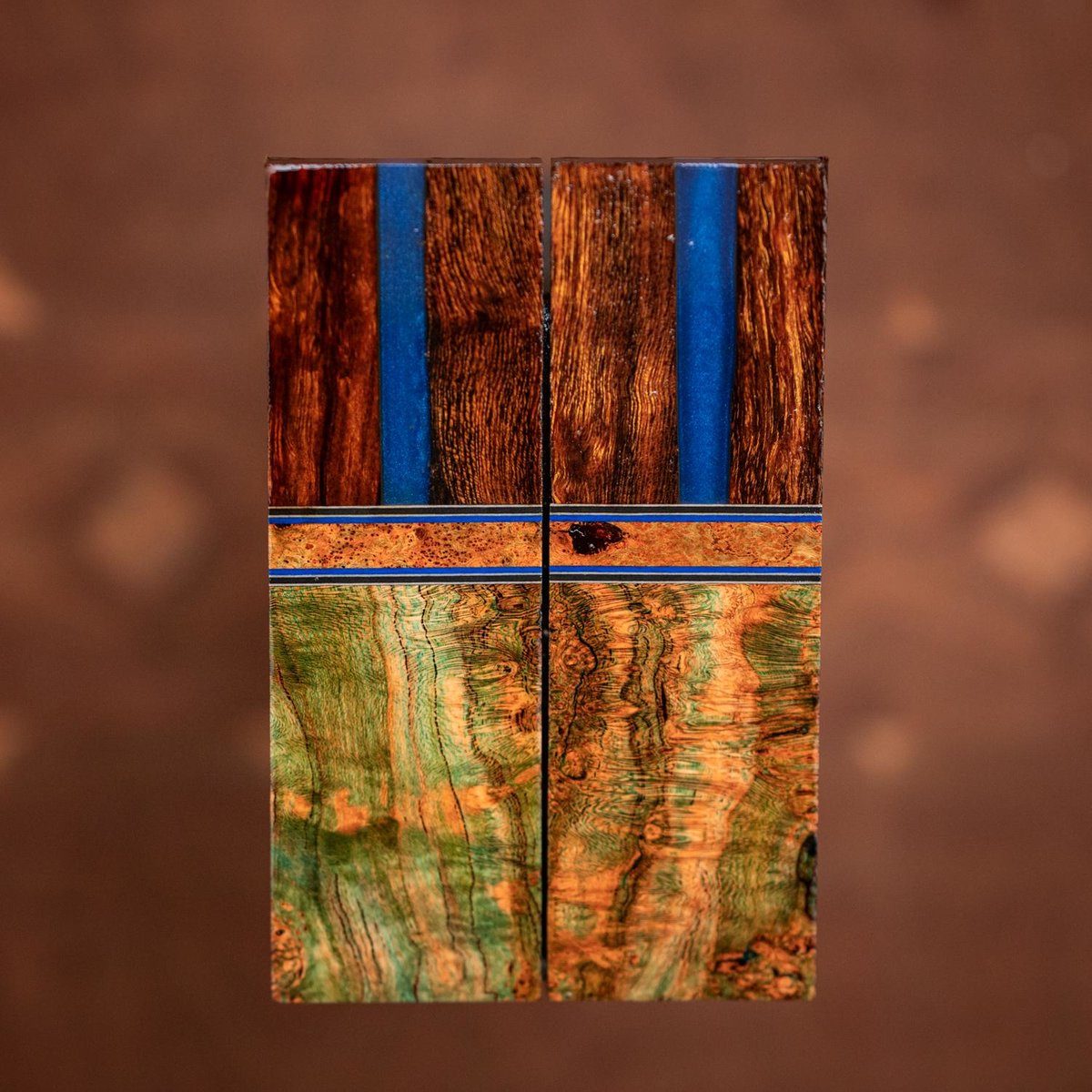 Bolivian Rosewood and Wild Cherry Burl Combination Knife Scales - Segmented - s-208