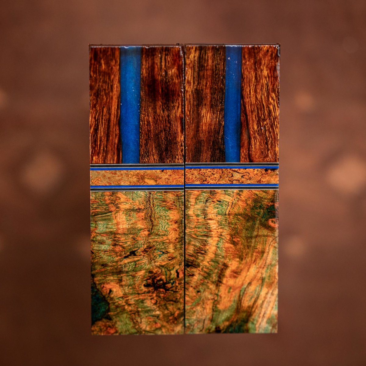 Bolivian Rosewood and Wild Cherry Burl Combination Knife Scales - Segmented - s-208