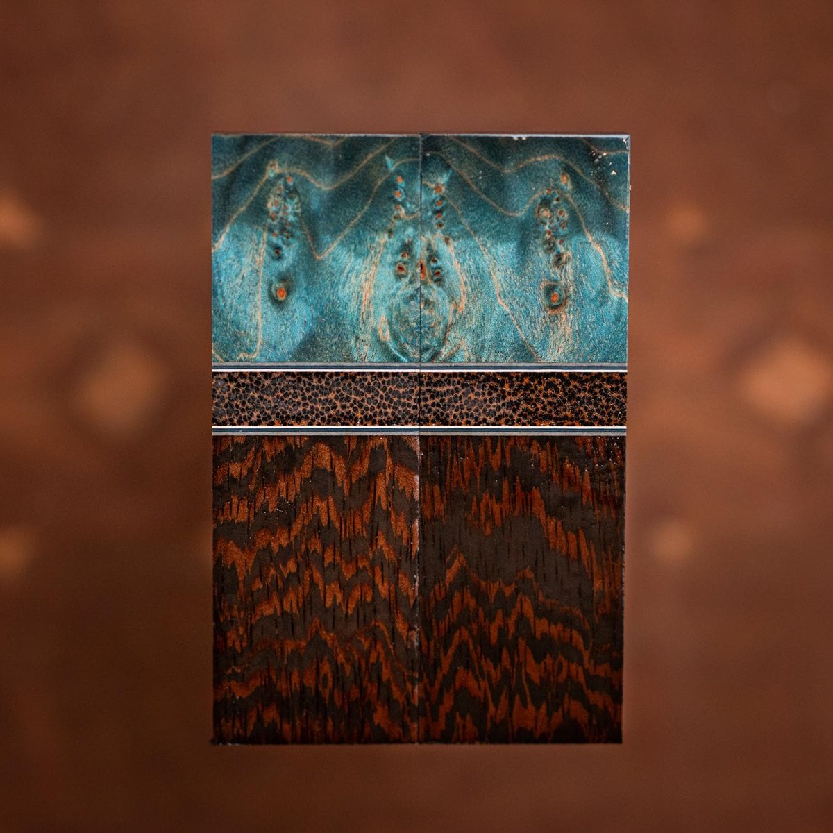 Maple Burl, Black Palm, and Wenge Combination Knife Scales - Segmented - s-215