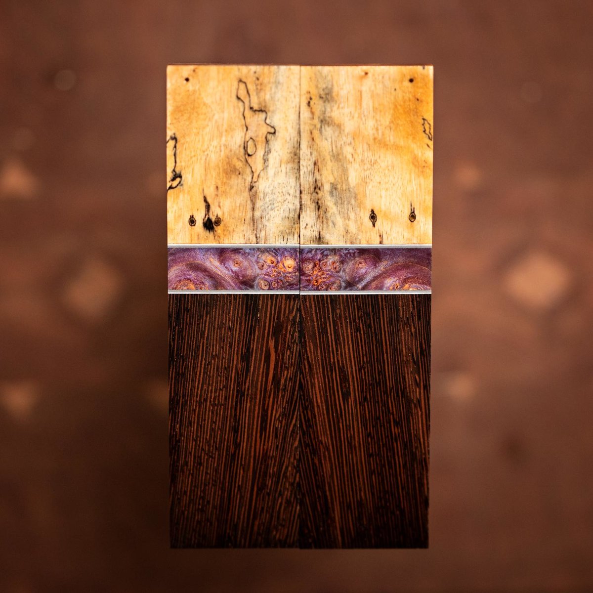 Spalted Tamarind, Maple Burl, and Wenge Combination Knife Scales - s-228