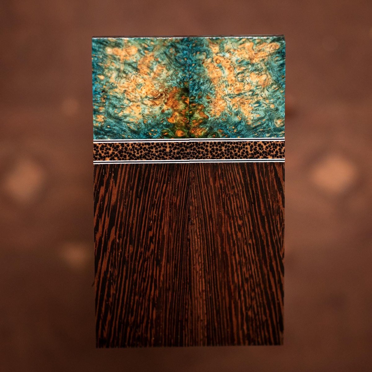 Amboyna Burl, Black Palm, and Wenge Combination Knife Scales - Segmented - s-234