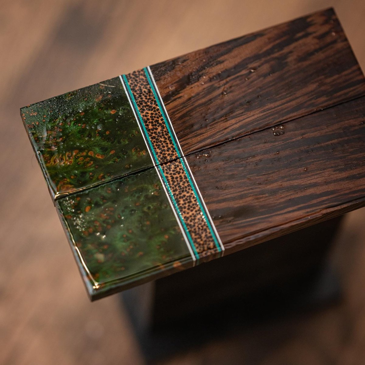 Cheese Burl, Black Palm, and Wenge Combination Knife Scales - Segmented - s-194