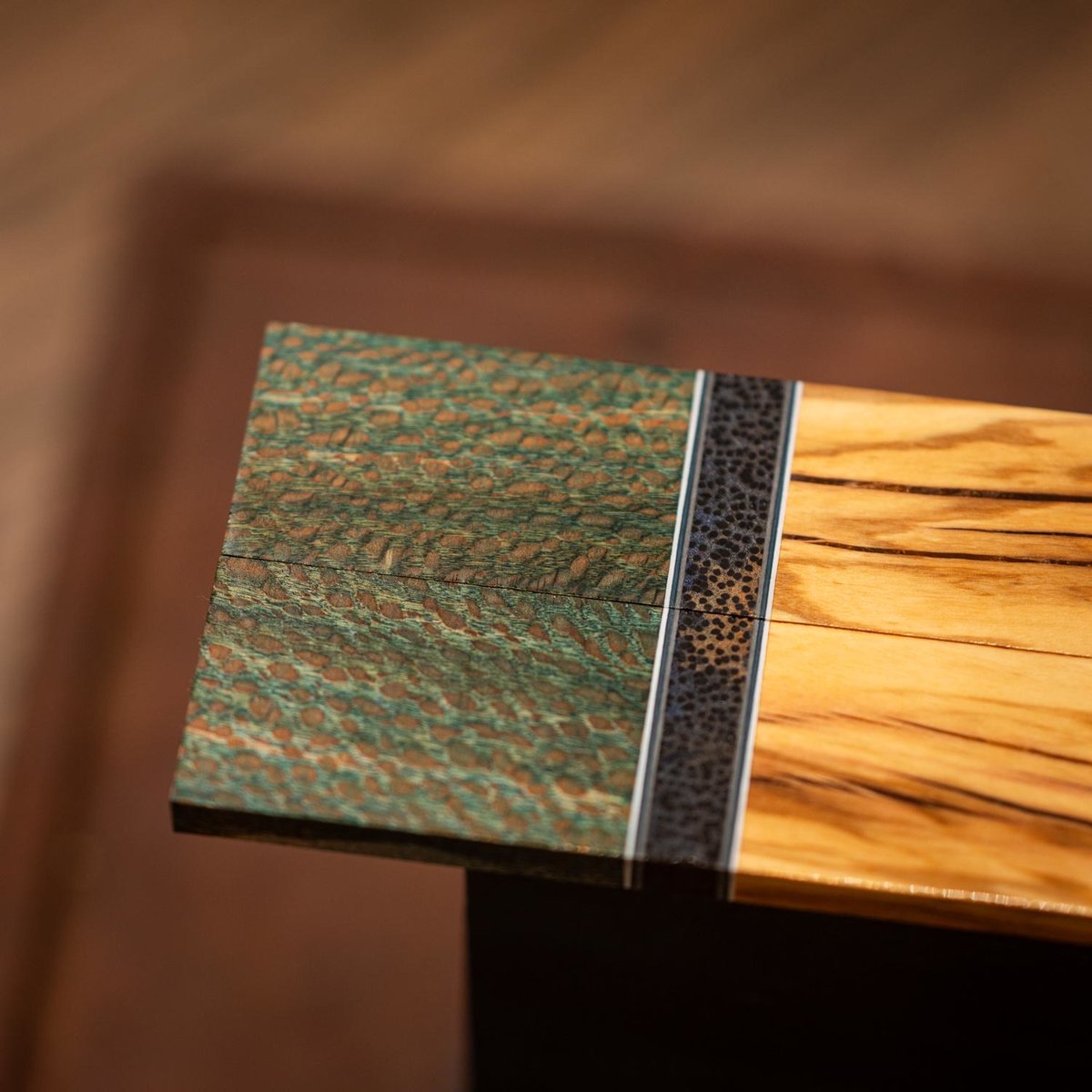 Quarter Sawn Sycamore, Red Palm, and Olive Wood Combination Knife Scales - s-266