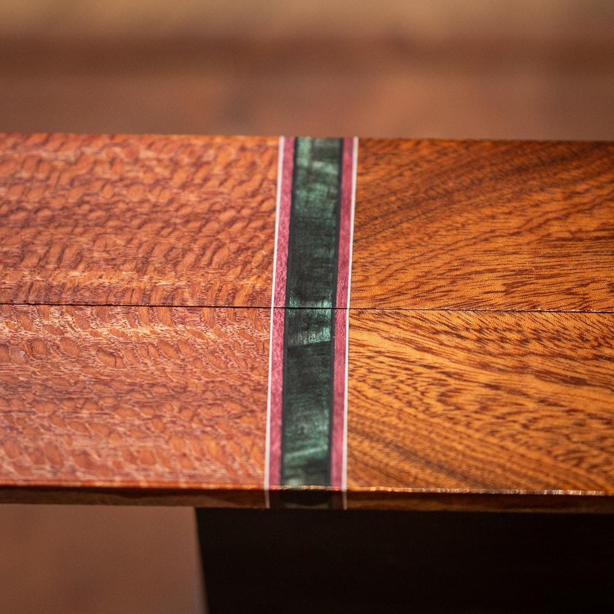 Quarter Sawn Sycamore, Buckeye Burl, Purple Heart, and African Mahogany Knife Scales - s-268