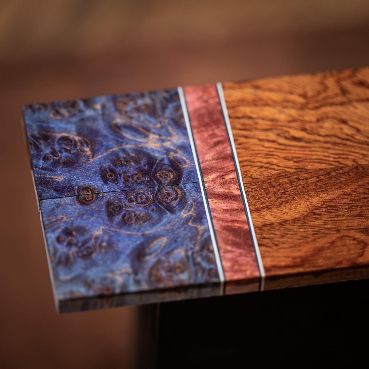 Maple Burl and African Mahogany Combination Knife Scales - Segmented - s-247