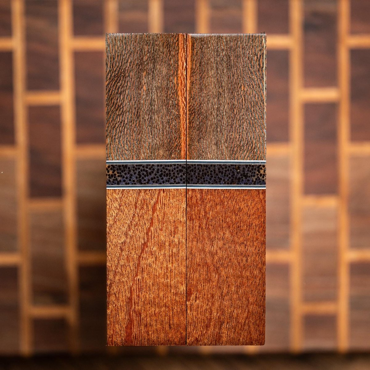 Quarter Sawn Sycamore, Palm, and African Mahogany Combination Knife Scales - s-272