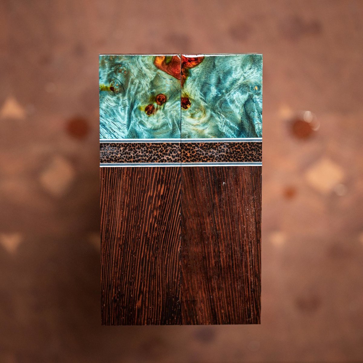 Amboyna Burl, Black Palm, and Wenge Combination Knife Scales - s-258