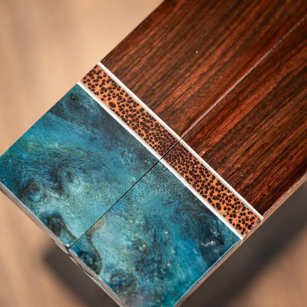 Mimba Burl, Black Palm, and Bolivian Rosewood Combination Knife Scales - s-287