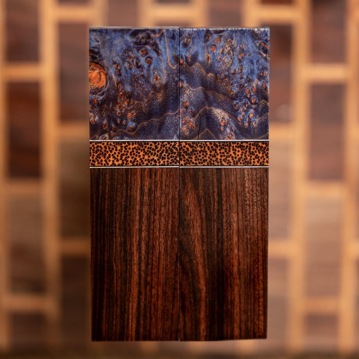 Maple Burl, Palm, and Bolivian Rosewood Combination Knife Scales - s- 273