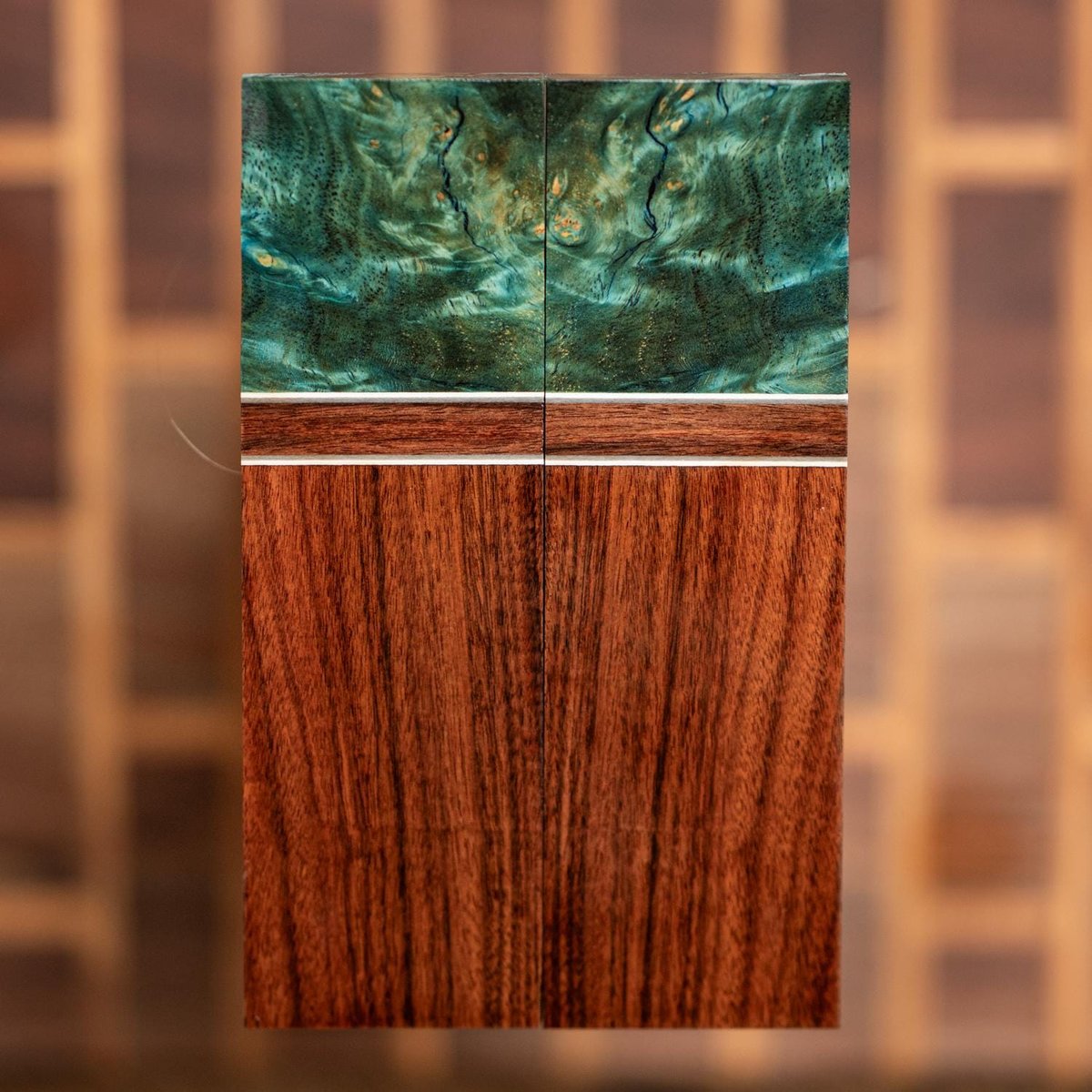 Cheese Burl, Bolivian Rosewood, and Asian Rosewood Combination Knife Scales - s-274