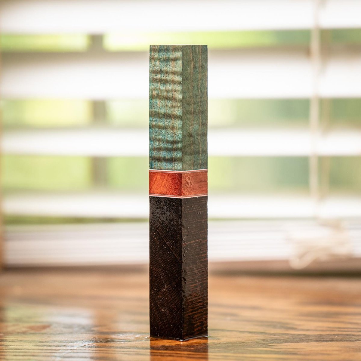 Curly Maple, Grandis, and Wenge Segmented Pen Blank - pen-30