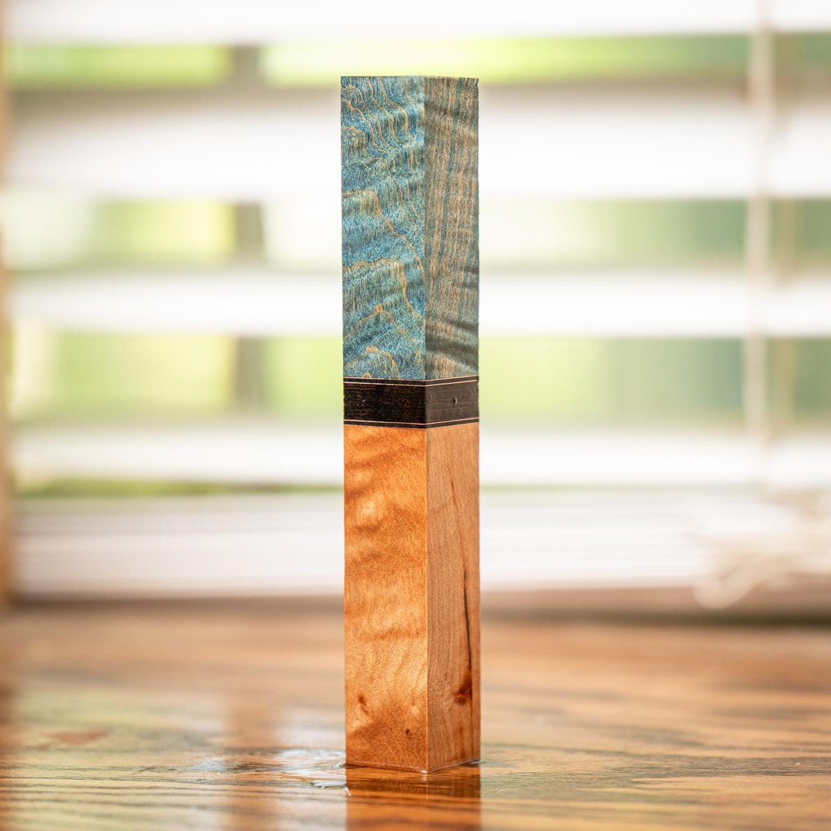 Curly Maple, COPPER, Wenge, and Quilted Maple Segmented Pen Blank - pen-31