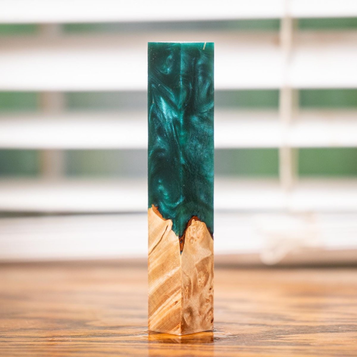 Maple Burl Live Edge and Swirl Resin Pen Blank - Stabilized - pen-34