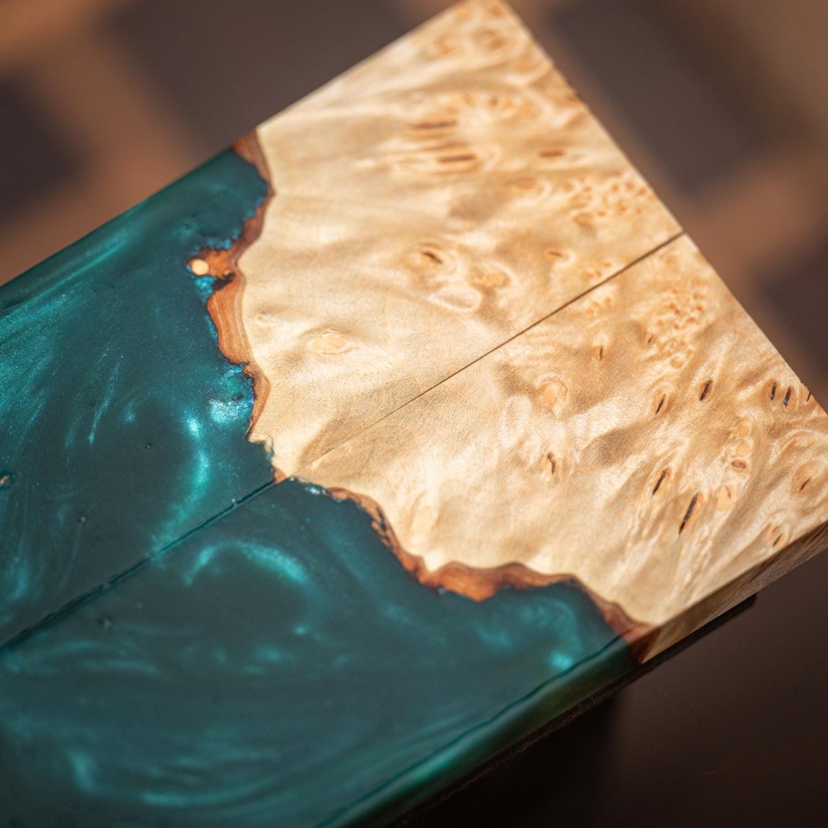 Maple Burl with Resin Knife Scales - Book Matched and Stabilized - burl-60