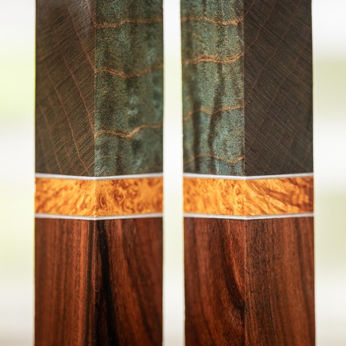 TWO PACK Pen Blanks - Amboyna Burl, Rosewood, and Quilted Maple Segmented - pen-37