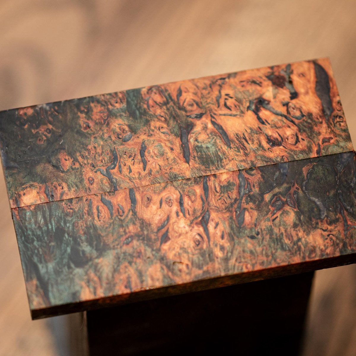 Maple Burl Knife Scales - Double Dyed - Stabilized - Flattened - burl-47