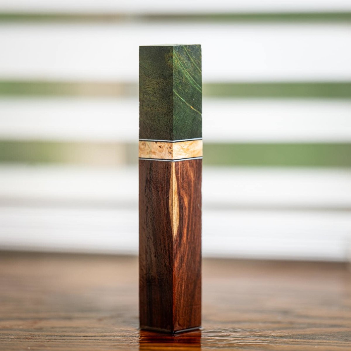 Cheese Burl, Maple Burl, and Bolivian Rosewood Pen Turning Blank - pen-42