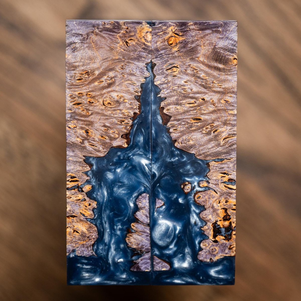 Maple Burl and Resin Knife Scales - Stabilized - Book Matched - burl-68