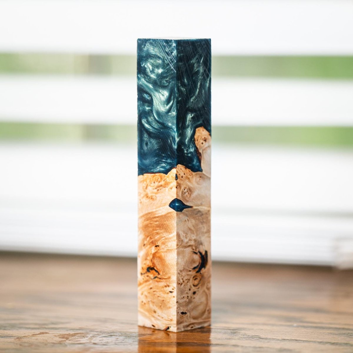 Maple Burl and Resin Pen Blank - Pen Turning Blank - Stabilized - pen-45