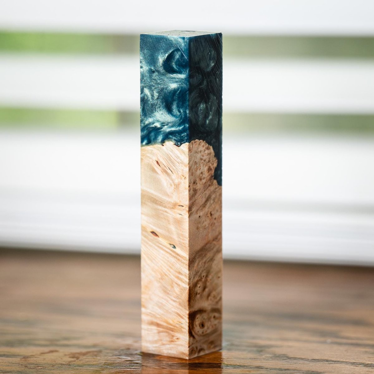 Maple Burl and Resin Pen Blank - Pen Turning Blank - Stabilized - pen-45