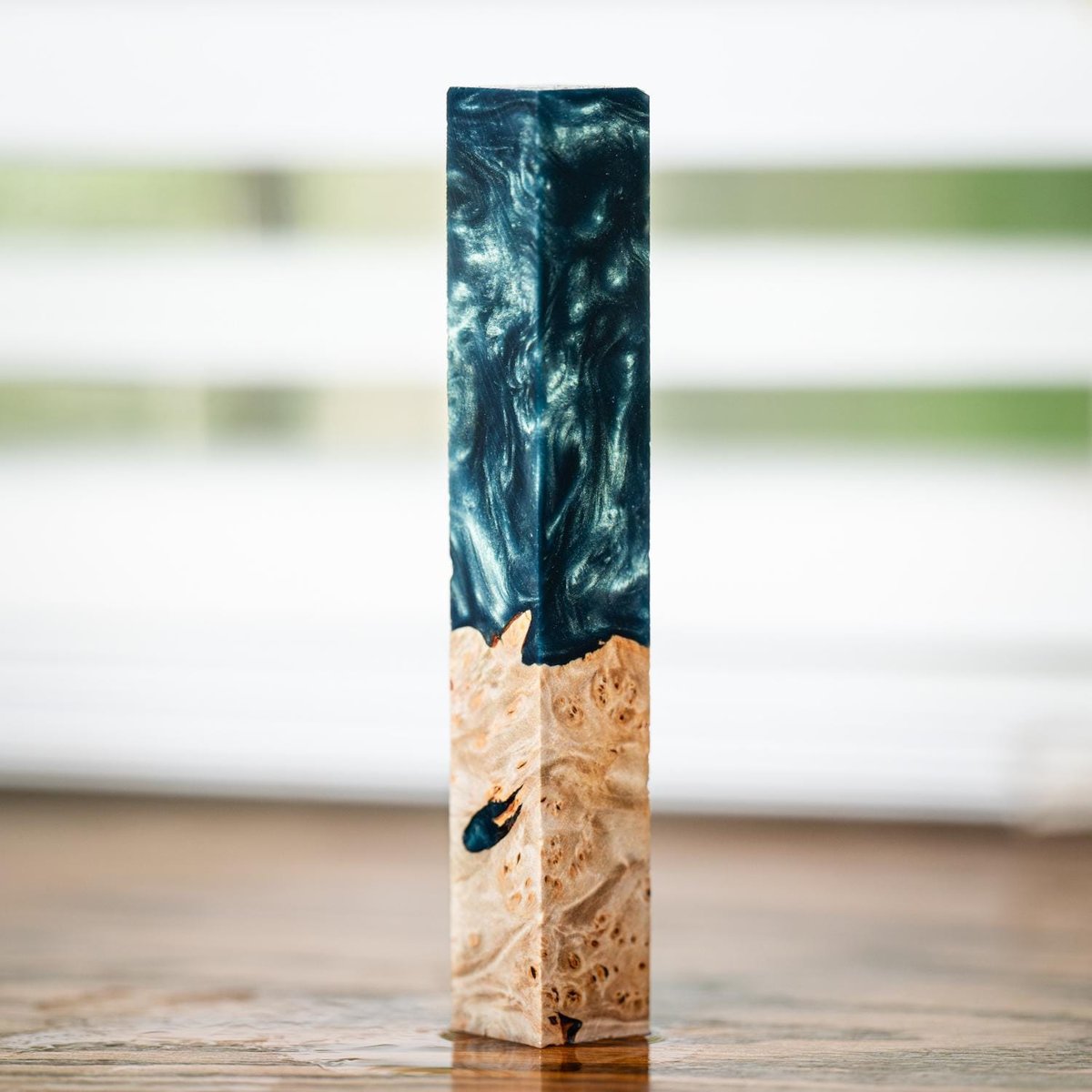 Maple Burl and Resin Pen Blank - Pen Turning Blank - Stabilized - pen-47