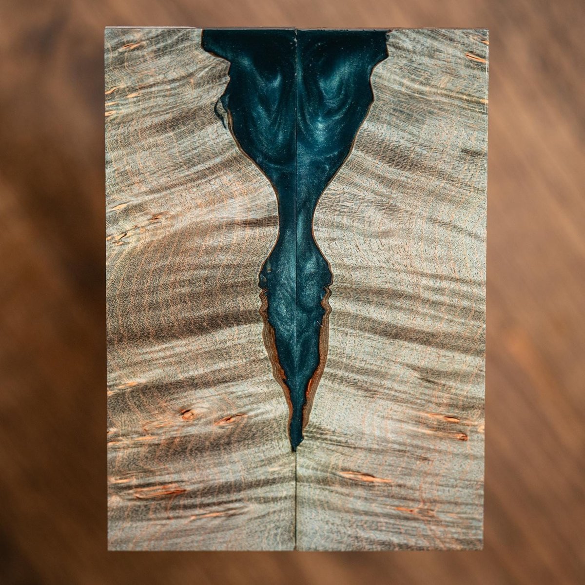Maple Burl Knife Scales - Book Matched - Live Edge with Resin - burl-51