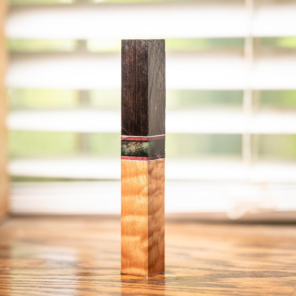 Wenge, Purple Heart, Buckeye Burl, and Quilted Maple Pen Blank - Segmented - pen-28