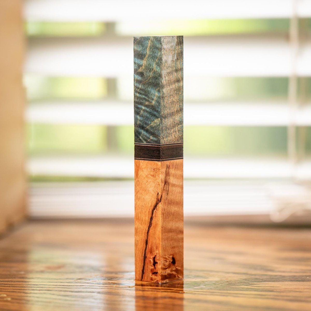 Curly Maple, COPPER, Wenge, and Quilted Maple Segmented Pen Blank - pen-31