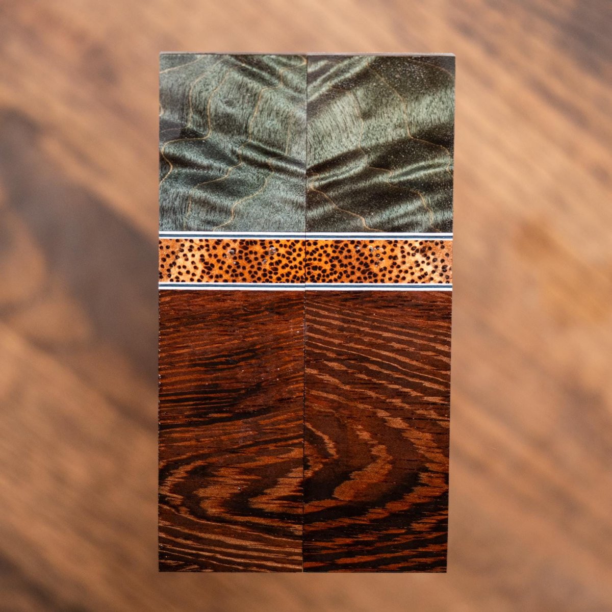 Curly Maple, Red Palm, and Wenge Combination Knife Scales - s-305