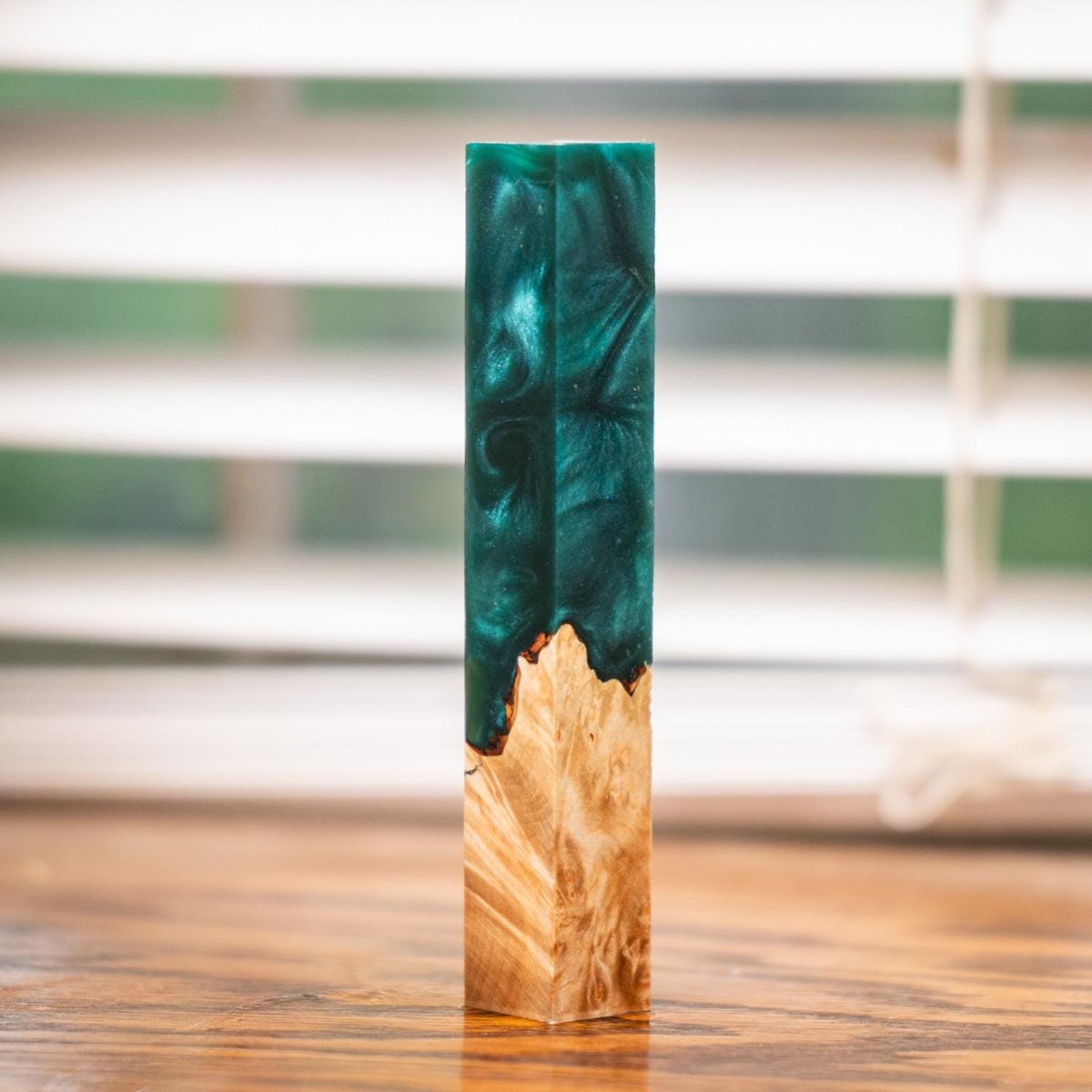 Maple Burl Live Edge and Swirl Resin Pen Blank - Stabilized - pen-35