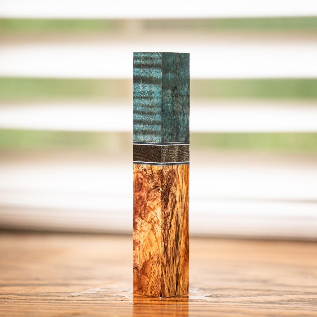 Curly Maple, Claro Walnut, and Spalted Oak Pen Turning Blank - pen-54