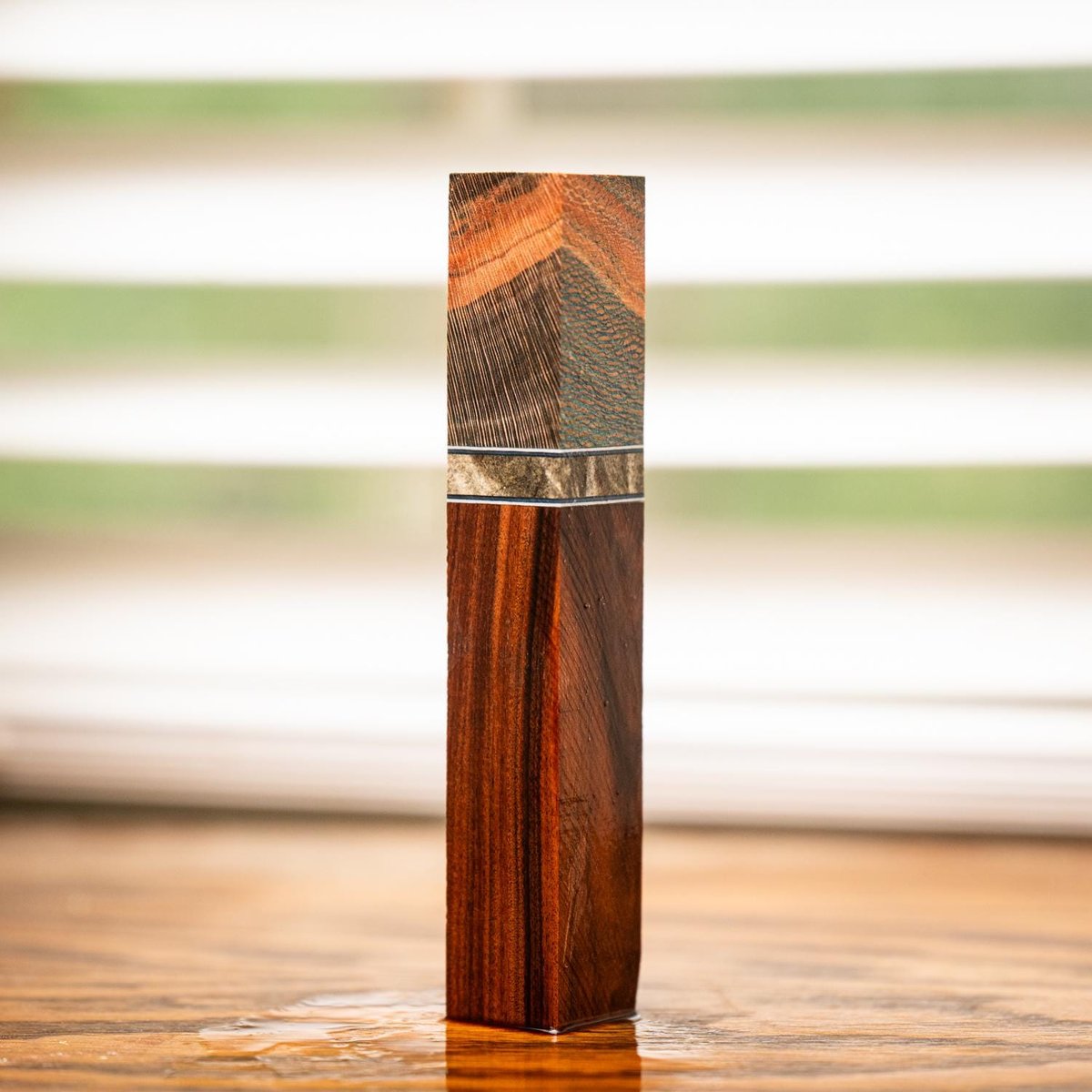 Quarter Sawn Sycamore, Buckeye Burl, and Bolivian Rosewood Pen Turning Blank - pen-56