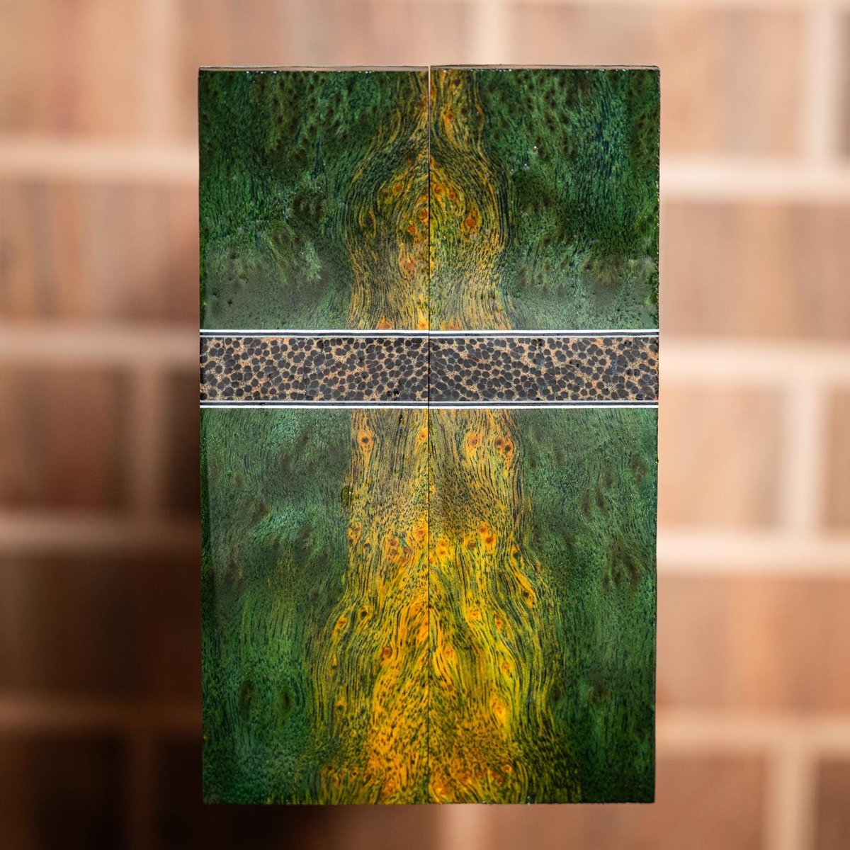 Cheese Burl with Red Palm Combination Knife Scales - Stabilized - Book matched - s-317