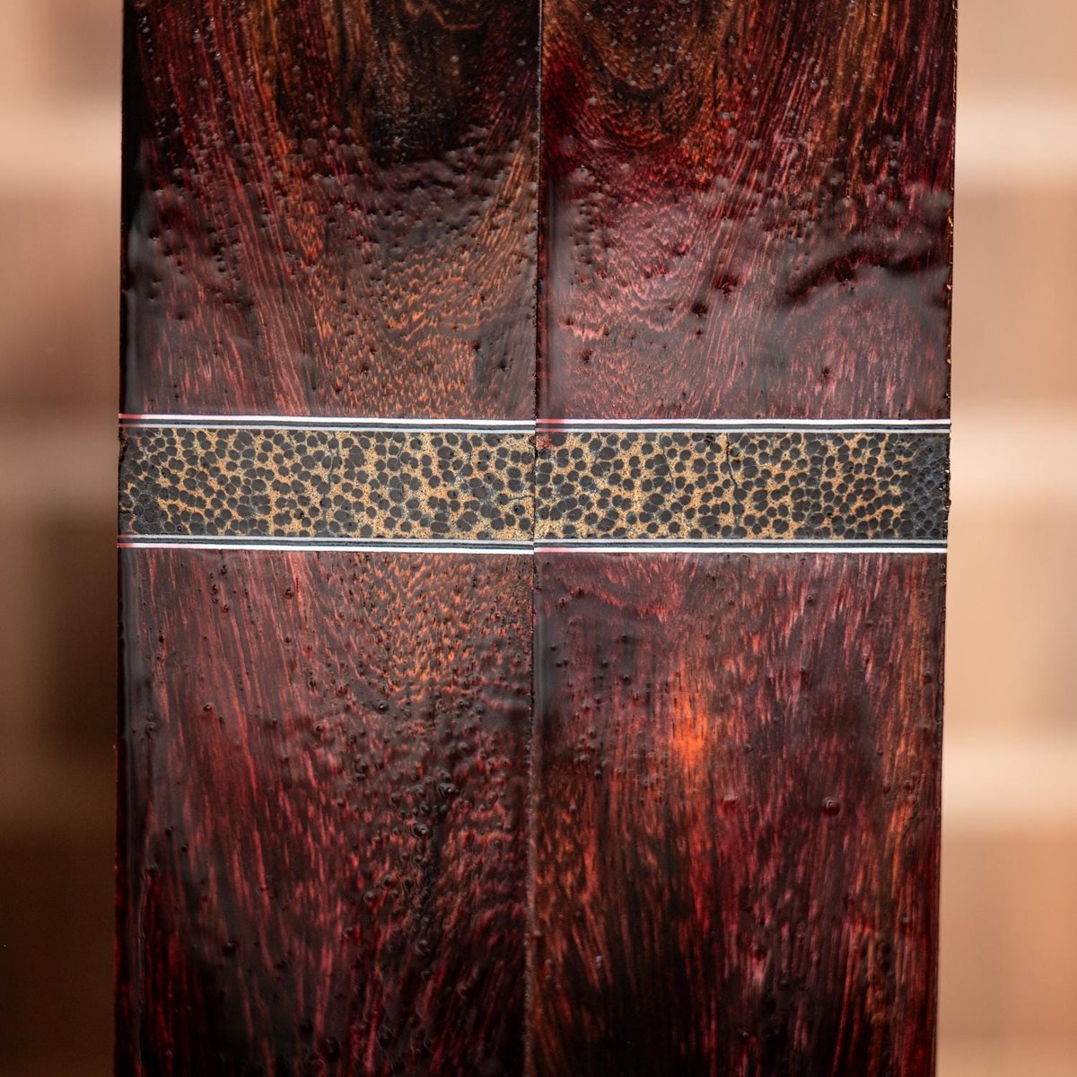 Asian Rosewood and Red Palm Combination Knife Scales - Stabilized - Book Matched - s-319