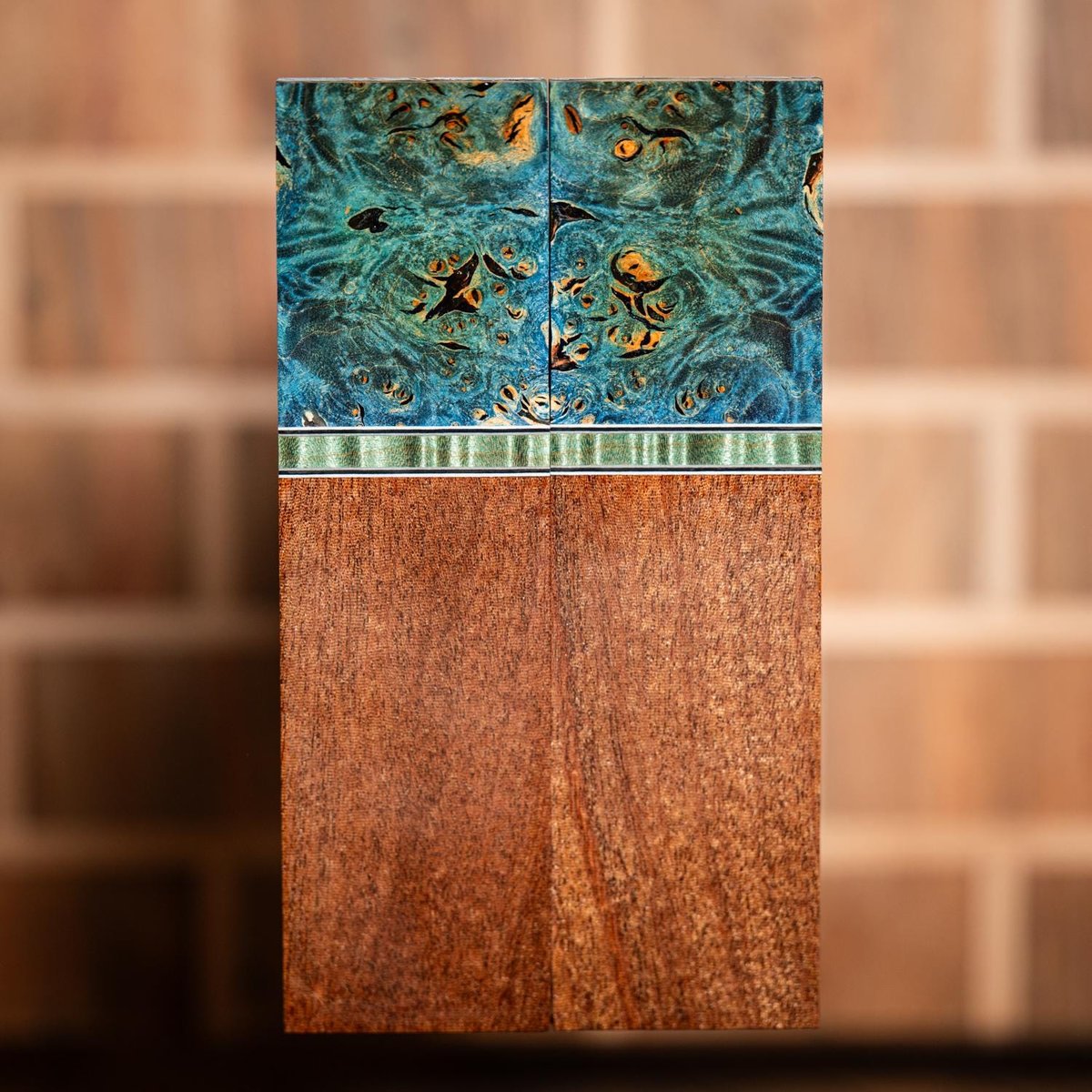 Maple Burl, Curly Maple, and Mahogany Combination Knife Scales - s-326