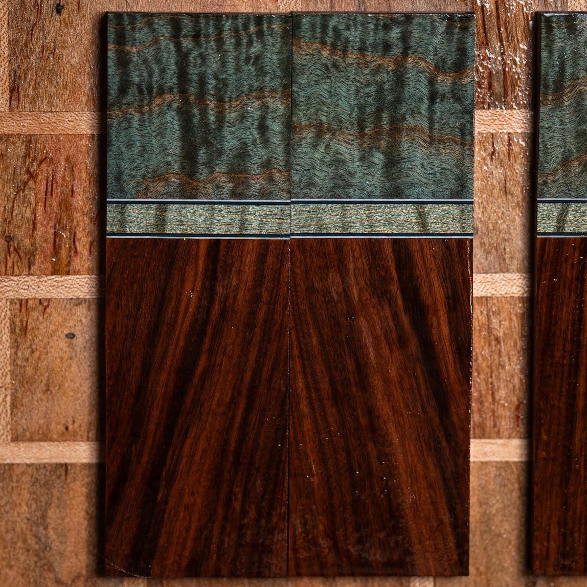 TWO PACK - Curly Maple and Bolivian Rosewood Combination Knife Scales - s-327