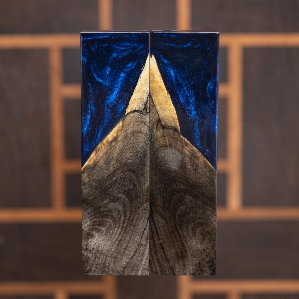 Buckeye burl with Resin Knife Scales - Live Edge - Stabilized - Book Matched - burl-56