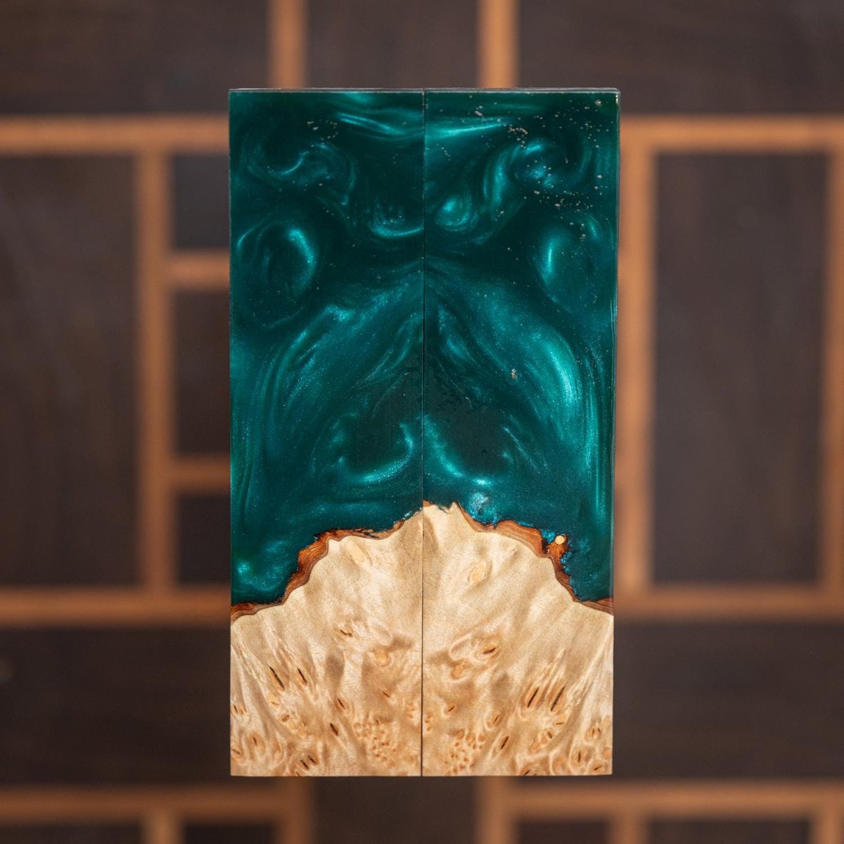 Maple Burl with Resin Knife Scales - Book Matched and Stabilized - burl-60