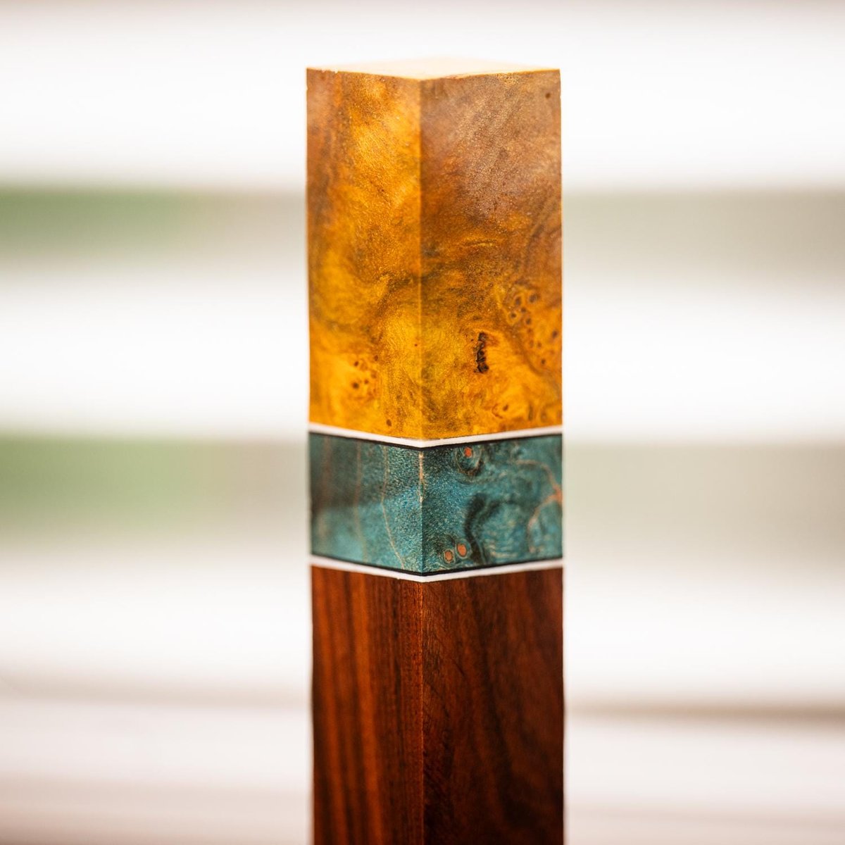 Cheese Burl, Maple Burl, and Bolivian Rosewood Pen Turning Blank - pen-41