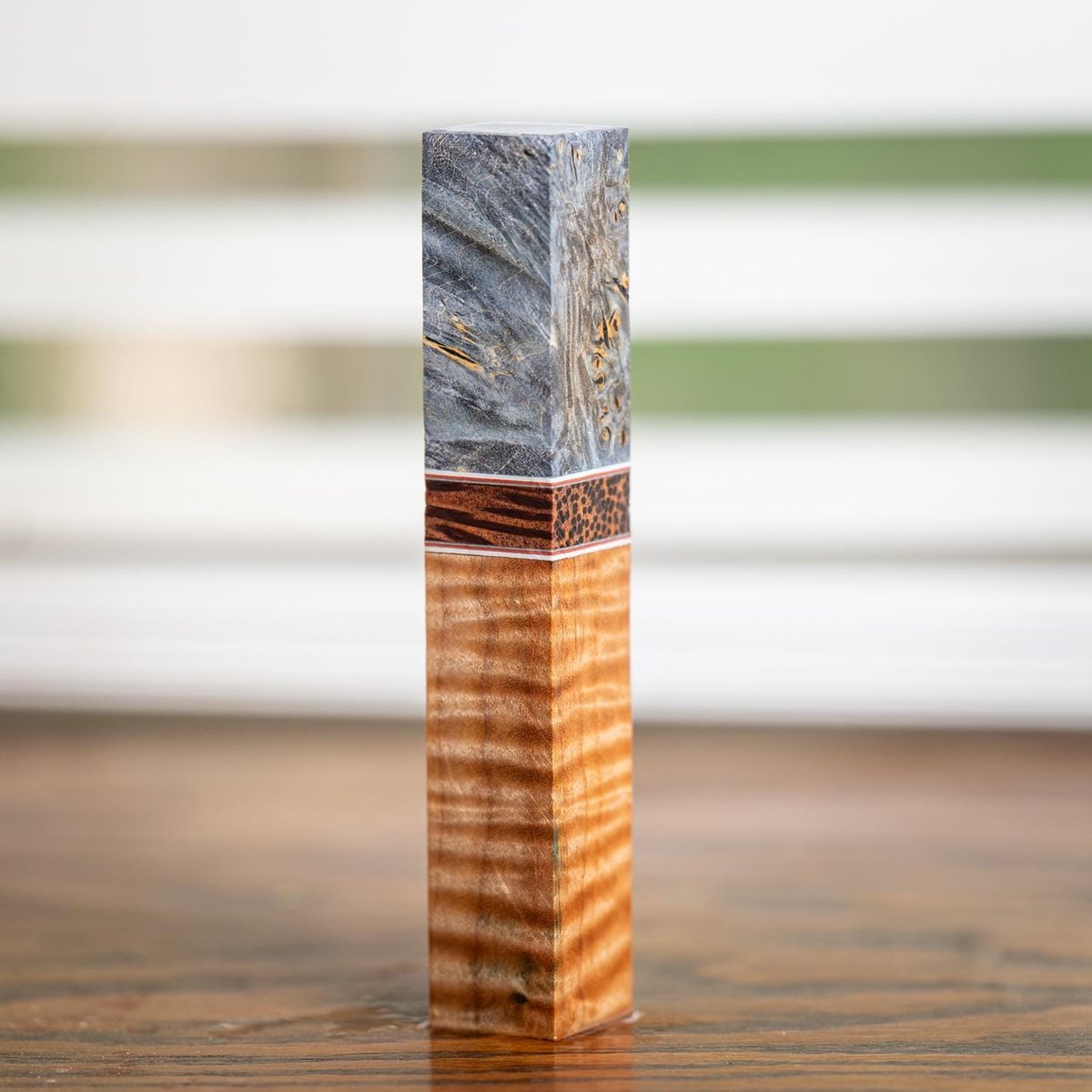 Maple Burl, Red Palm, and Curly Maple Pen Turning Blank - pen-43