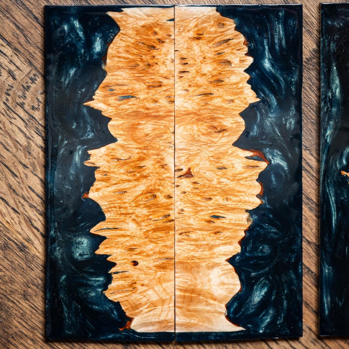 TWO PACK Maple Burl and Resin Knife Scales - Stabilized - burl-69