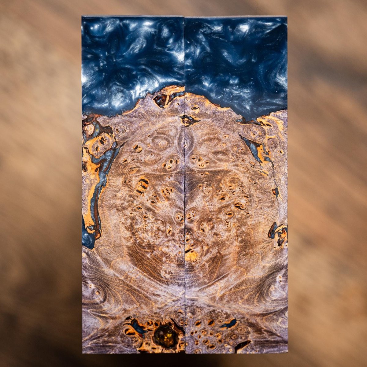 Maple Burl and Resin Knife Scales - Stabilized - Book Matched - burl-72