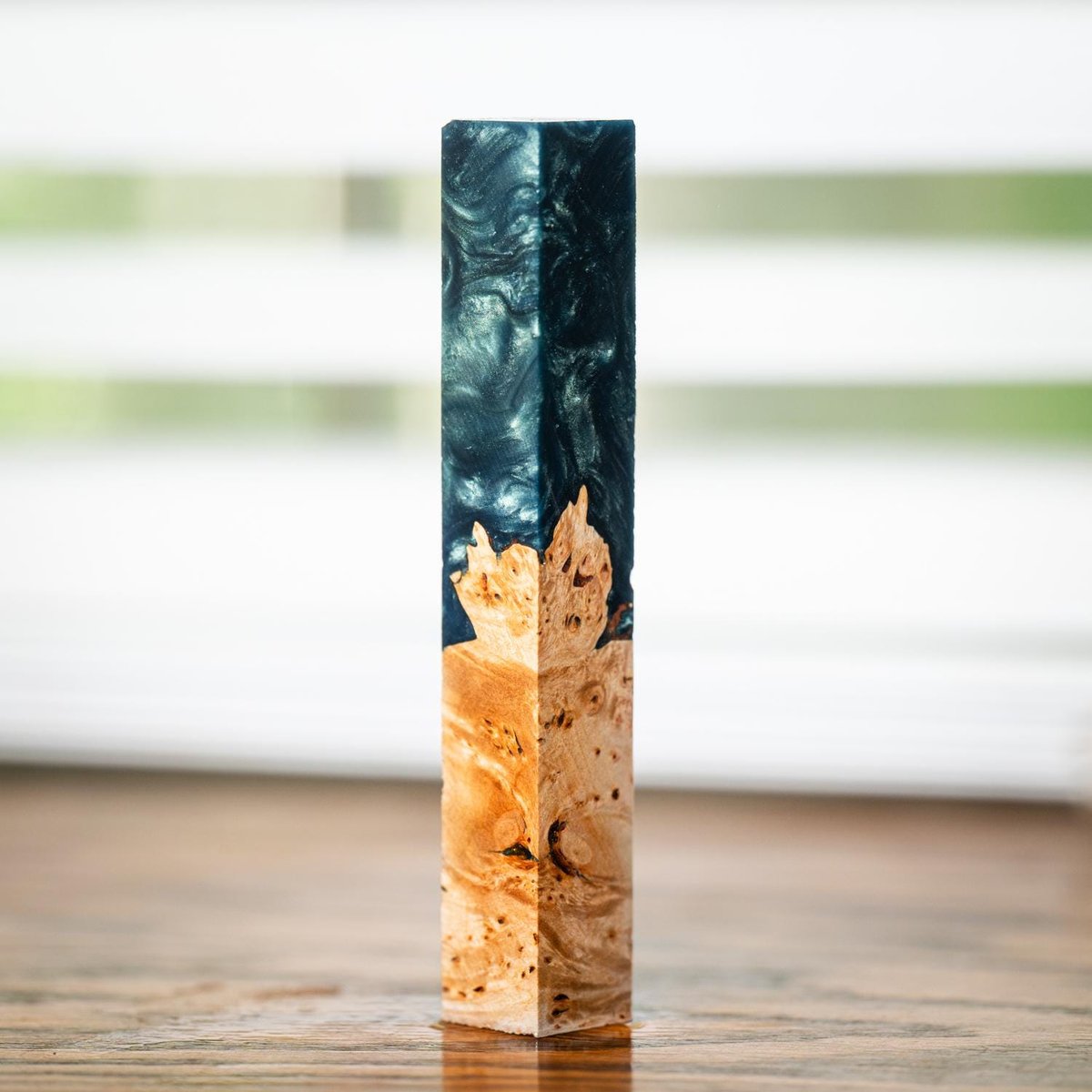 Maple Burl and Resin Pen Blank - Pen Turning Blank - Stabilized - pen-47