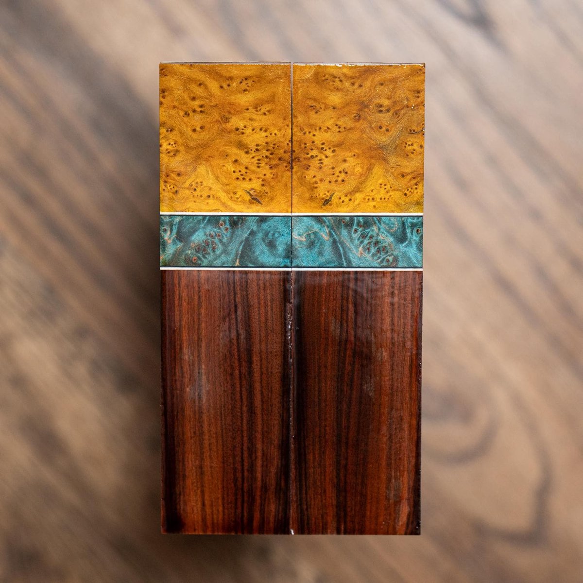 Cheese Burl, Maple Burl, and Bolivian Rosewood Combination Knife Scales - s-315