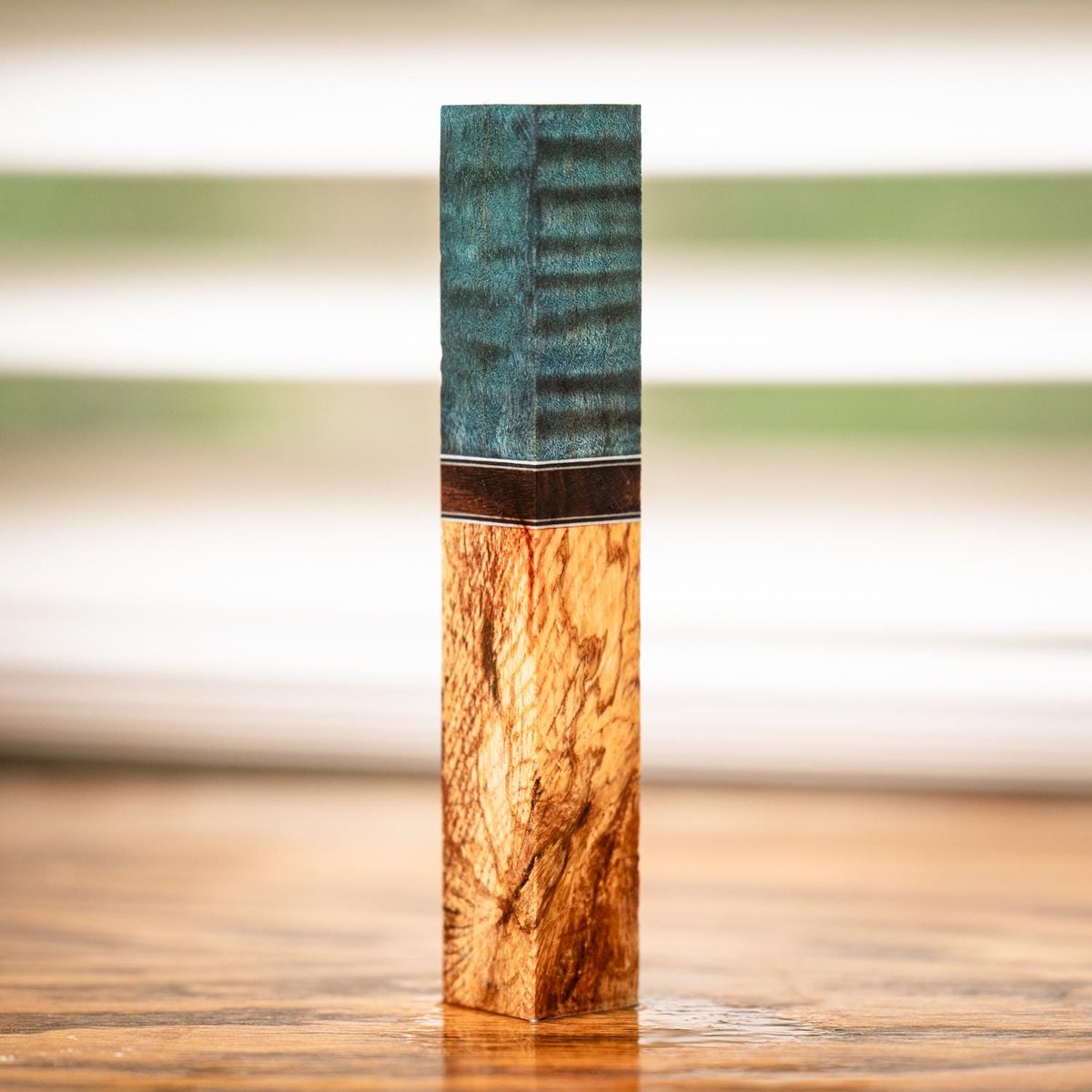 Curly Maple and Spalted Oak Segmented Pen Turning Blank - pen-57