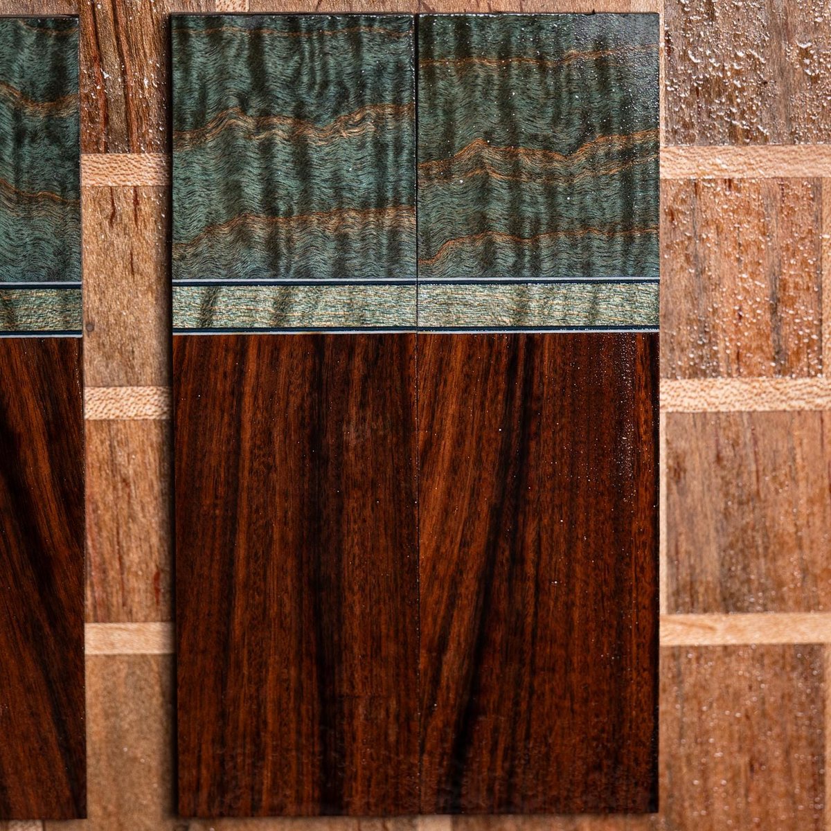 TWO PACK - Curly Maple and Bolivian Rosewood Combination Knife Scales - s-327