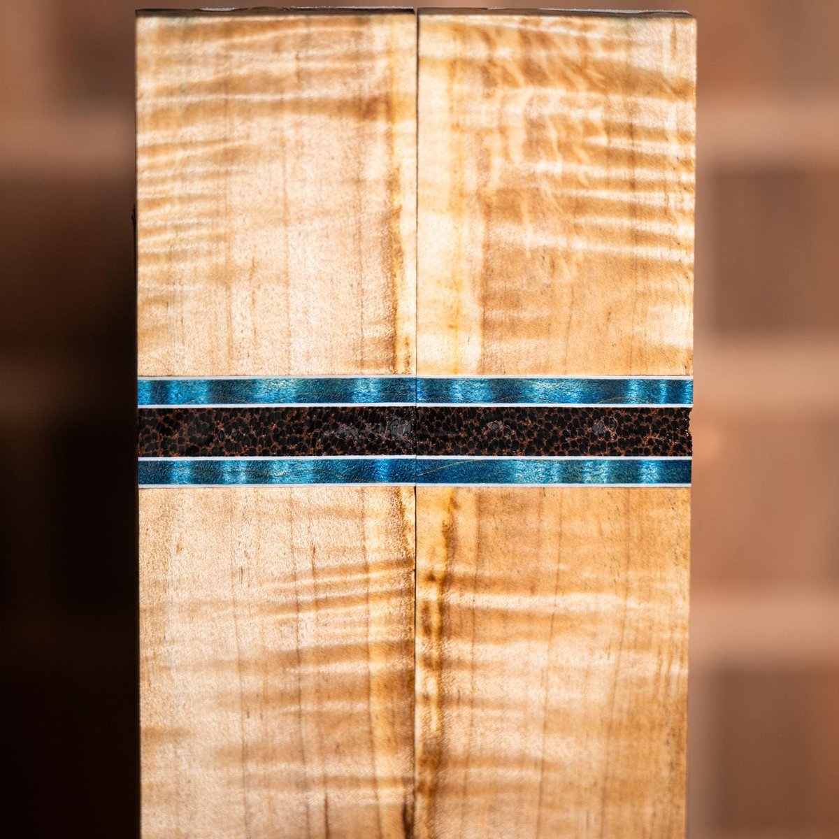 Curly Maple and Black Palm Combination Segmented Knife Scales - s-332
